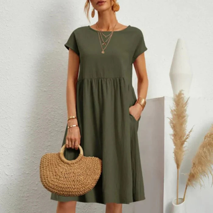 Pauline | Women’s Elegant Round Neck Dress | Midi