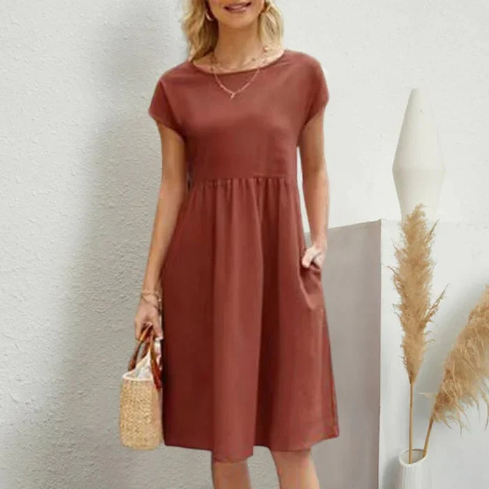 Pauline | Women’s Elegant Round Neck Dress | Midi