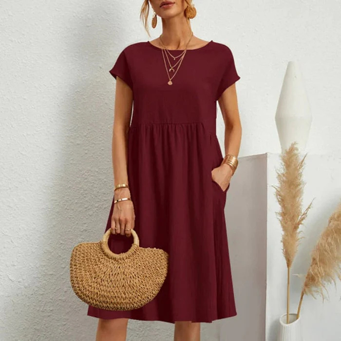 Pauline | Women’s Elegant Round Neck Dress | Midi