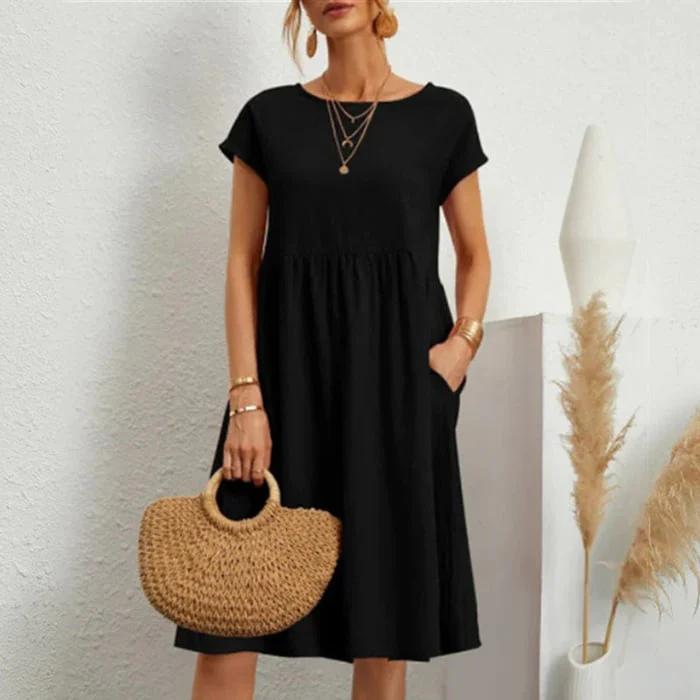 Pauline | Women’s Elegant Round Neck Dress | Midi