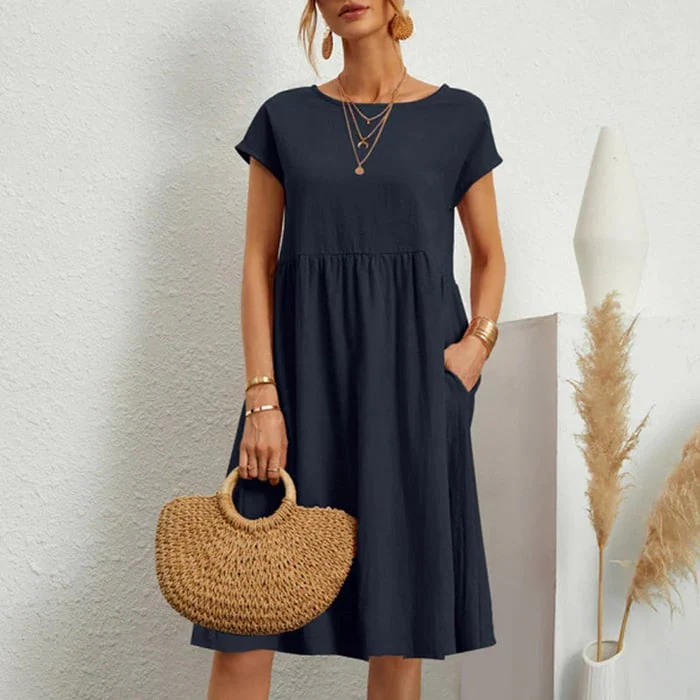 Pauline | Women’s Elegant Round Neck Dress | Midi